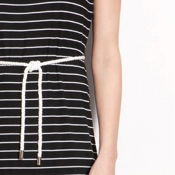 NWOT Calvin Klein Black Stripe Rope Belt Nautical Dress - Picture 3 of 11